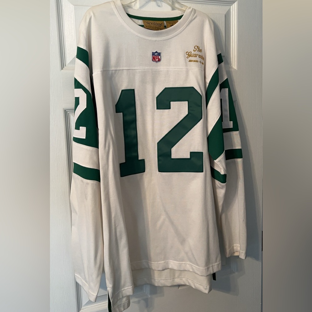 Joe Namath New York Jets reebok “ the guarantee” jersey size large.